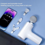 ReliveX™ Mini Deep Tissue Massage Gun – 6 Speed | 4 Therapy Heads | Type-C Fast Charging | Full Body Pain Relief Massager