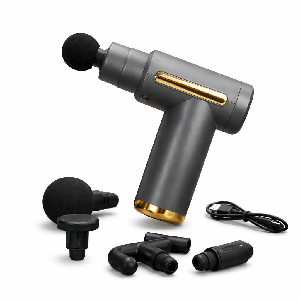 ReliveX ProPulse™ Deep Tissue Massage Gun | 99 Speeds | 6 Heads | LCD Display | Rechargeable Muscle Pain Relief Massager (Black)