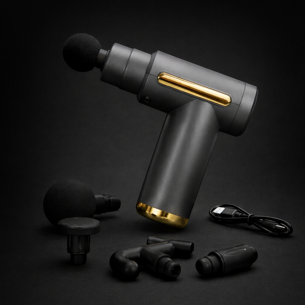 ReliveX ProPulse™ Deep Tissue Massage Gun | 99 Speeds | 6 Heads | LCD Display | Rechargeable Muscle Pain Relief Massager (Black)