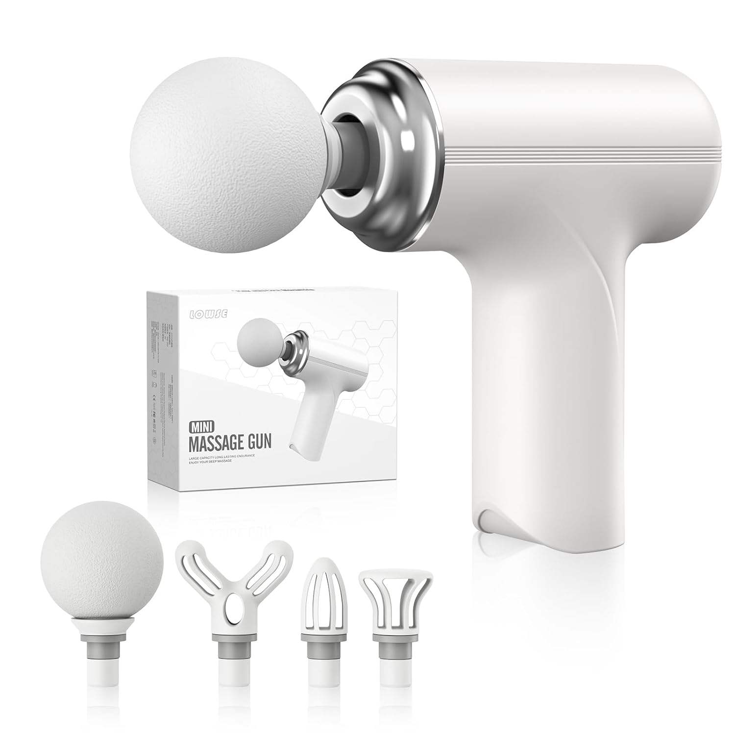 ReliveX™ Mini Deep Tissue Massage Gun – 6 Speed | 4 Therapy Heads | Type-C Fast Charging | Full Body Pain Relief Massager