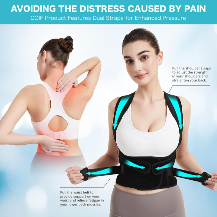Premium Adjustable Posture Corrector Belt for Men & Women | Back & Shoulder Support Brace | Pain Relief & Spine Alignment | Comfortable & Breathable Design